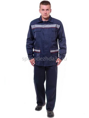 Костюм рабочий "Скилл" с СОП цв.тёмно-синий тк.саржа (куртка+пк)