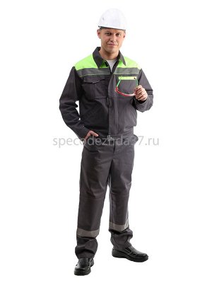 Костюм рабочий "Период" с СОП т.серый/лимонный тк.смесовая (куртка+брюки)