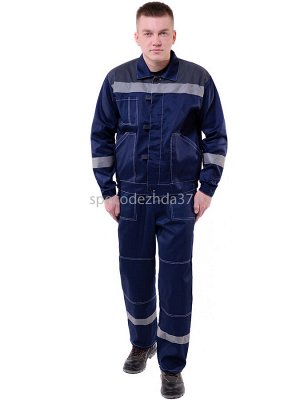 Костюм рабочий "Реактор" с СОП цв.т.синий/серый тк.твил (куртка+брюки)