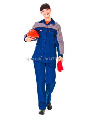 Костюм рабочий женский "Сфера 1" цв.тёмно-синий/серый тк.смесовая (куртка+брюки)