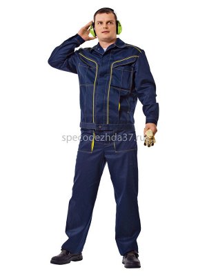 Костюм рабочий "Модуль" цв.тёмно-синий/жёлтый тк.смесовая (куртка+брюки)