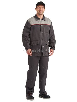 Костюм рабочий "Кардан" цв.тёмно-серый/светло-серый тк.смесовая (куртка+брюки)