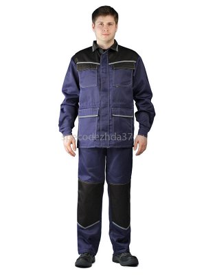 Костюм рабочий "Инжектор" цв.тёмно-синий/чёрный тк.смесовая (куртка+брюки)