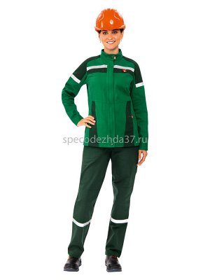 Куртка рабочая женская "Локатор" цв.зелёный/тёмно-зелёный
