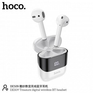 Наушники беспроводные HOCO DES09 Treasure Bluetooth 350 мАч с дисплеем белый