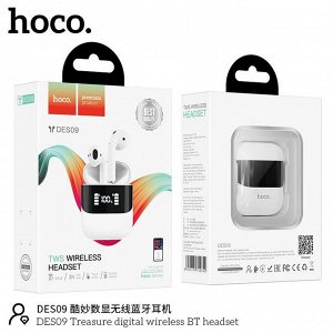 Наушники беспроводные HOCO DES09 Treasure Bluetooth 350 мАч с дисплеем белый