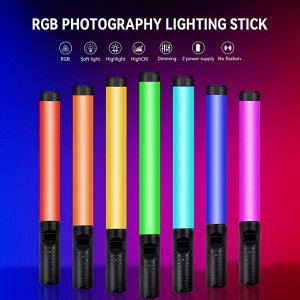 Портативная светодиодная LED лампа RGB-подсветка для видеосъемки, палочка для фотосъемки, 9 цветов, пульт дистанционного управления, регулируемый 3200K-6000K