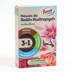 Удобрение гранулированное Florovit Про Натура Микрофлора 3 в1 для цветущих, 1 кг