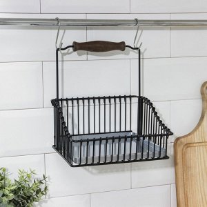 Полка для кухни, для рейлинга, 21*11*20 см, цвет чёрный