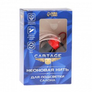 Неоновая нить Cartage для подсветки салона, адаптер питания 12 В, 2 м, белый