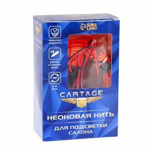 Неоновая нить Cartage для подсветки салона, адаптер питания 12 В, 7 м, оранжевый