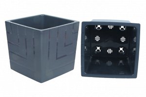 Горшок цветочный с вкладкой, 1.2 л, цвет  АНТРАЦИТ, диаметр  11.5 см, высота 12 см, КВАДРО