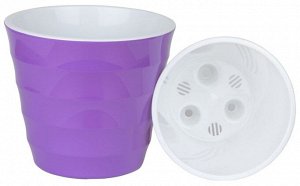 Горшок для цветов (с вкладкой) Лаура Сливово/Фиолетовый-белый, 2,3л d17 h15 пластиковый