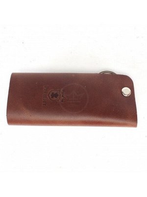 Футляр для ключей Premier-К-902 (кольцо+карабин)  натуральная кожа коричневый тем пулл-ап (152)  228940