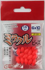Бусина светонакопительная HARIMITSU (18шт, 1.8*6*10 красный, эллипс)