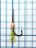 Крючок-муха на зубаря, навагу Jpfishing Kirby Whisk №8 silver (1шт, L.pink/yellow UV)