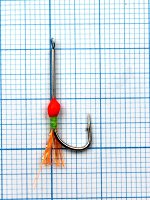 Крючок-муха на зубаря, навагу Jpfishing Kirby Whisk №8 silver (1шт, red/rusty UV)