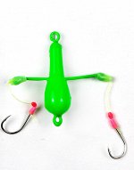 Снасть на навагу, камбалу JpFishing Снеговик (20гр. 1 шт, Green UV)