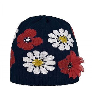 MIALT Полушерстяная шапочка с вывязанными цветами и декором в виде цветка