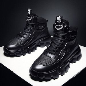 Ботинки для мужчин, утепленные,  принт "Капли", цвет черный