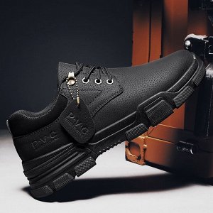 Ботинки для мужчин, принт "PVC", с черной пяткой, утепленные, цвет черный