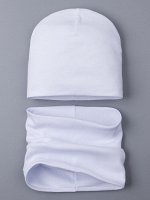 Шапка трикотажная детская формы лопата + снуд, белый