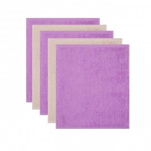 Набор махровых полотенец Этель Lavender 30х30 см -5шт, 100% хлопок 340 гр/м2
