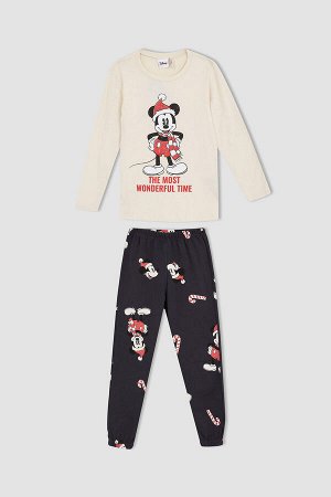 Лицензированный хлопковый пижамный комплект Disney Mickey & Minnie для девочек стандартного кроя