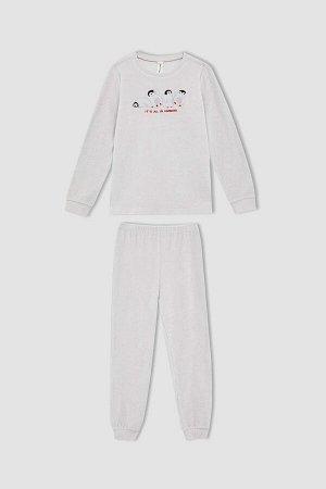 Пижамный комплект из 2 предметов с вышивкой пингвина для девочек