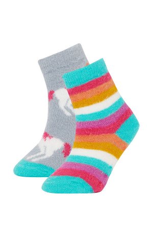 Комплект из 2 хлопковых длинных толстых зимних носков для девочек для девочек
