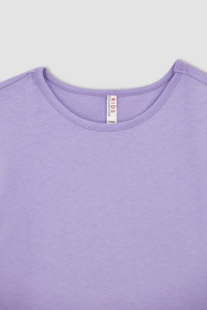 Базовая футболка с круглым вырезом и короткими рукавами для девочек