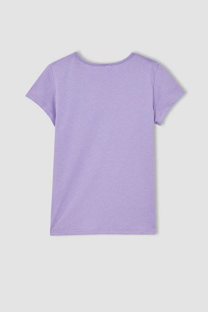 Базовая футболка с круглым вырезом и короткими рукавами для девочек