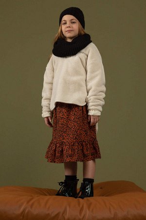 Объемная хлопковая юбка с эластичной резинкой на талии для девочек с леопардовым принтом