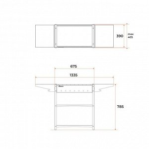 Мангал "Family Standart FS2000" 133,2 х 39,4 х 77,4 см, 2 мм, боковые столики, полка