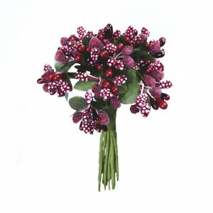 Букетик декоративный ягодки-грозди 9,5 см бордовый