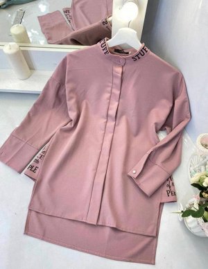 Рубашка Женская 5005 &quot;Вставки Надписи Сбоку&quot; Розовая