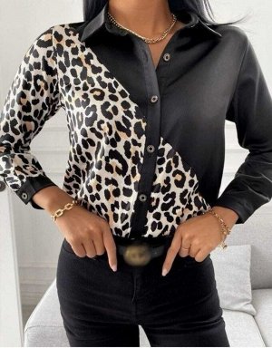 Рубашка Женская 5005 "Узор Наискосок" Леопард