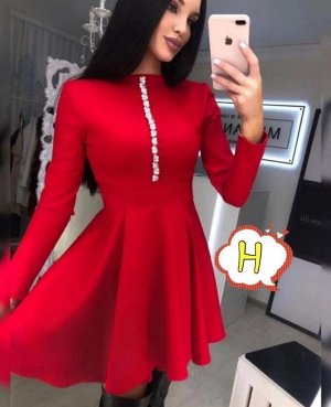 Платье 8008 "Однотон - ДвухСторон" Красное