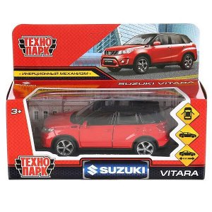 VITARA-12-RDBK Машина металл SUZUKI VITARA 12 см, двери, багаж, инерц, красн с черным, кор. Технопарк в кор.2*36шт