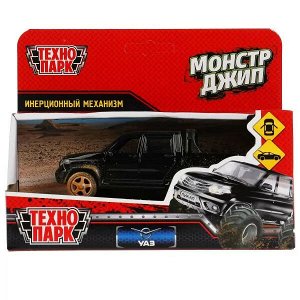 PICKUP-12MUD-BK Машина металл UAZ PICKUP МОНСТР ДЖИП 12 см, двер, багаж, инерц, черный, кор. Технопарк в кор.2*36шт