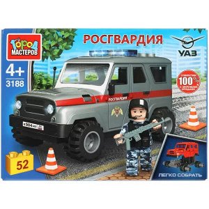 SB-3188 UAZ конструктор uaz HUNTER РОСГВАРДИЯ, 52 дет. (легко собрать) Город мастеров в кор.80шт