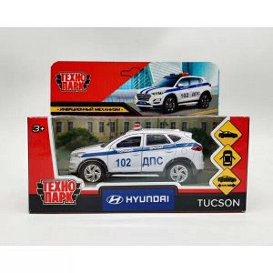 TUCSON-12POL-WH Машина металл HYUNDAI TUCSON ПОЛИЦИЯ, 12см, двери, багаж., инер, белый, кор. Технопарк в кор.2*36шт