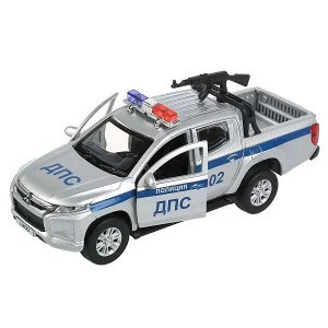 L200-12POL-ARMSR Машина металл MITSUBISHI L200 PICKUP ПОЛИЦИЯ 13 см, двери, багаж, кор. Технопарк в кор.2*36шт