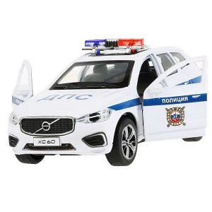 XC60-12POL-WH Машина металл "volvo xc60 r-desing полиция" 12см,откр.двери,инерц.,белый в кор Технопарк в кор2*36шт