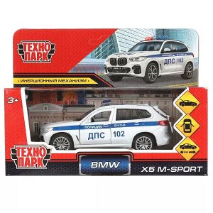 X5-12POL-WH Машина металл BMW X5 M-SPORT ПОЛИЦИЯ 12 см, двери, баг, в кор. Технопарк в кор.2*36шт