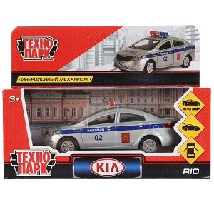 RIO-POLICE Машина металл KIA RIO ПОЛИЦИЯ длина 12 см, двери, багаж, инерция, кор. Технопарк в кор.2*36шт