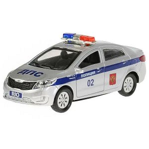 RIO-POLICE Машина металл KIA RIO ПОЛИЦИЯ длина 12 см, двери, багаж, инерция, кор. Технопарк в кор.2*36шт