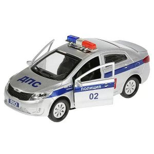 RIO-POLICE Машина металл KIA RIO ПОЛИЦИЯ длина 12 см, двери, багаж, инерция, кор. Технопарк в кор.2*36шт