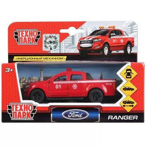 SB-18-09-FR-F Машина металл FORD ranger ПИКАП пожар., 12 см, дв., багаж., инерц., кор. Технопарк в кор.2*24шт