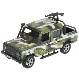 DEFPICKUP-12SLMIL-ARMGN Машина металл свет-звук LAND ROVER DEFENDER PICКUP КАМУФЛЯЖ 12 см, двер,кор. Технопарк в кор.2*36шт